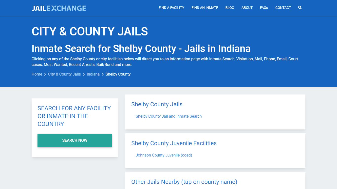 Inmate Search for Shelby County | Jails in Indiana - Jail Exchange